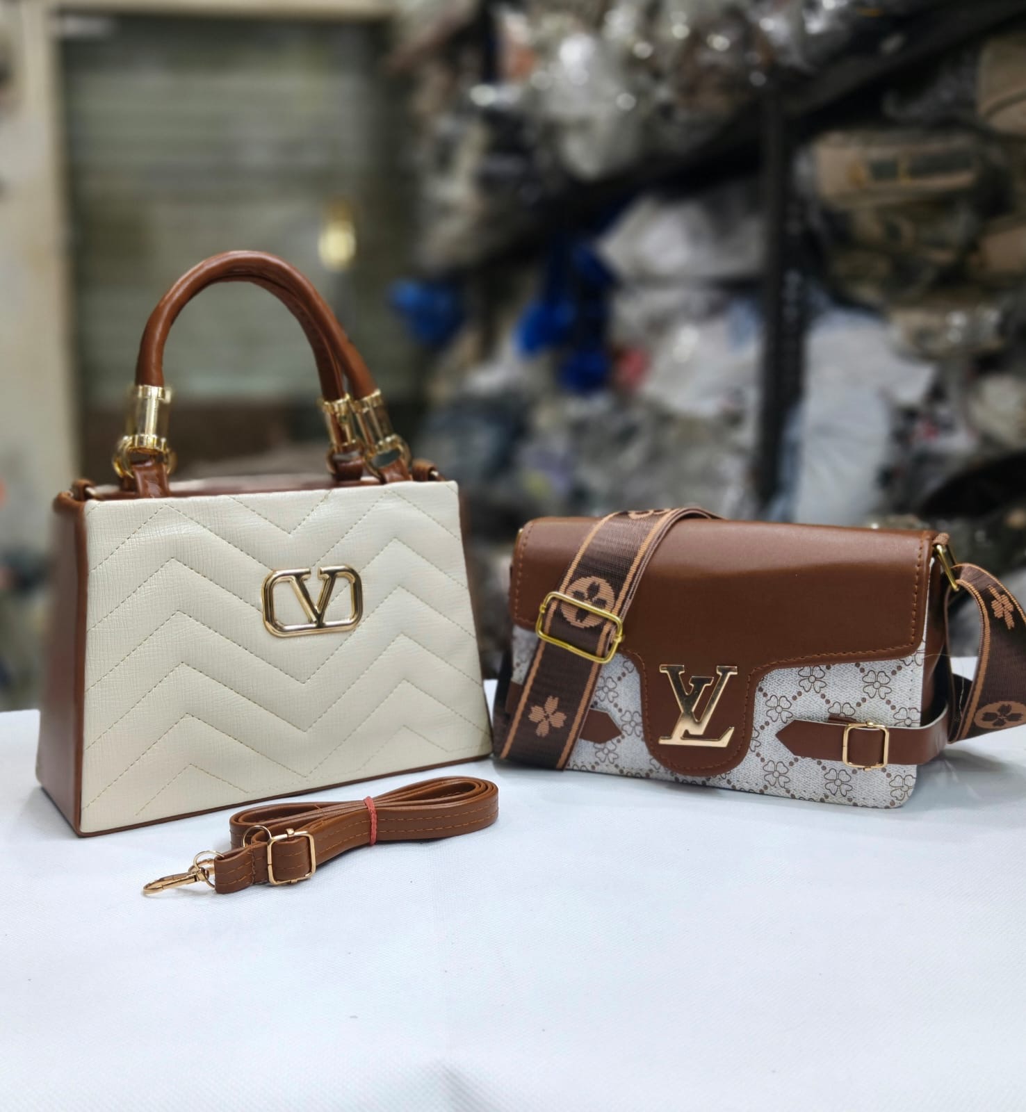 2 PCS COMBO SET*  *NEW ARRIVAL*  HANDY+SLING  ONE MAIN COMPARTMENT   LADY CROSSBODY SLING   *SIZE 8/6 ,9/6 INCH*