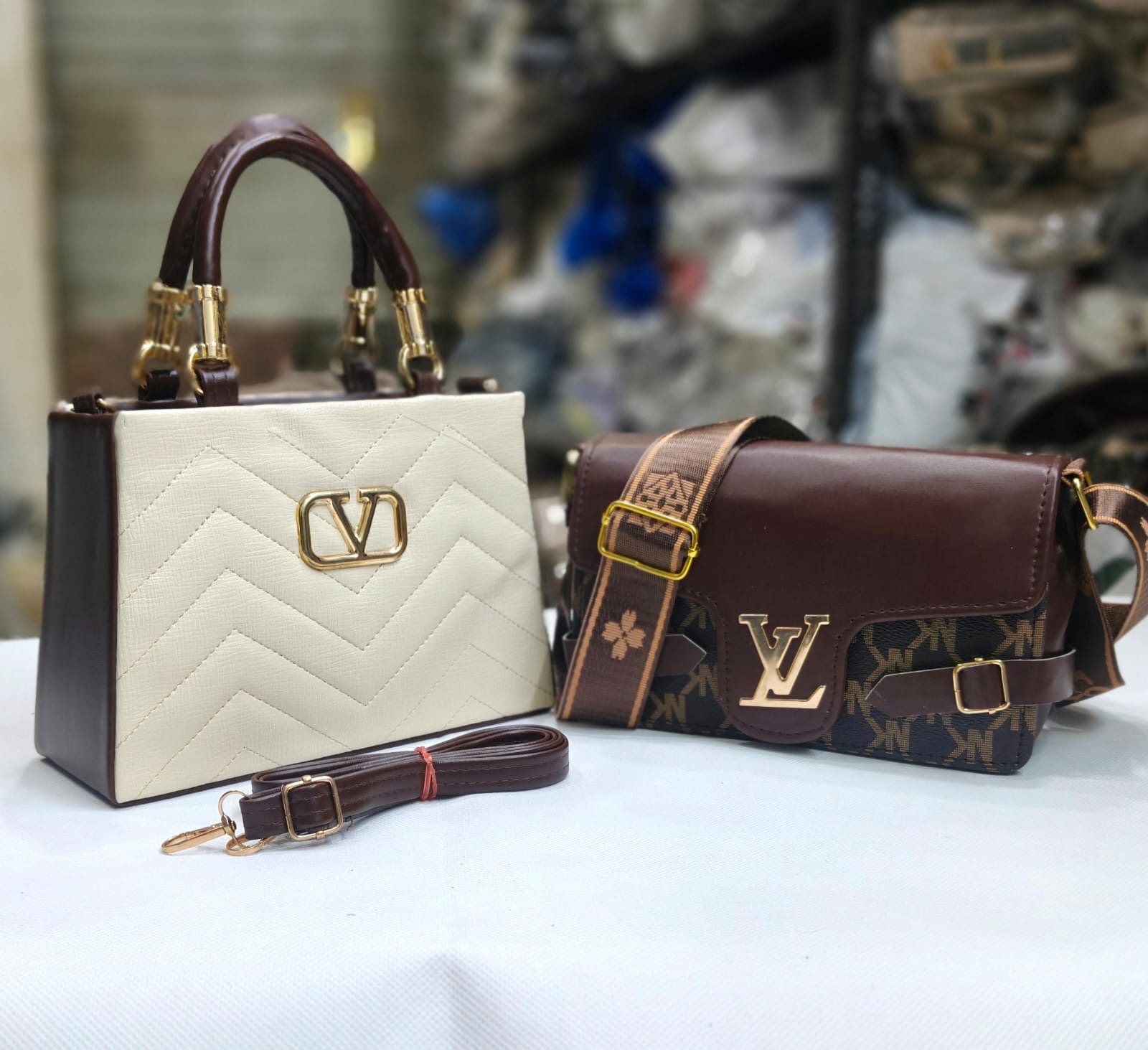 2 PCS COMBO SET*  *NEW ARRIVAL*  HANDY+SLING  ONE MAIN COMPARTMENT   LADY CROSSBODY SLING   *SIZE 8/6 ,9/6 INCH*