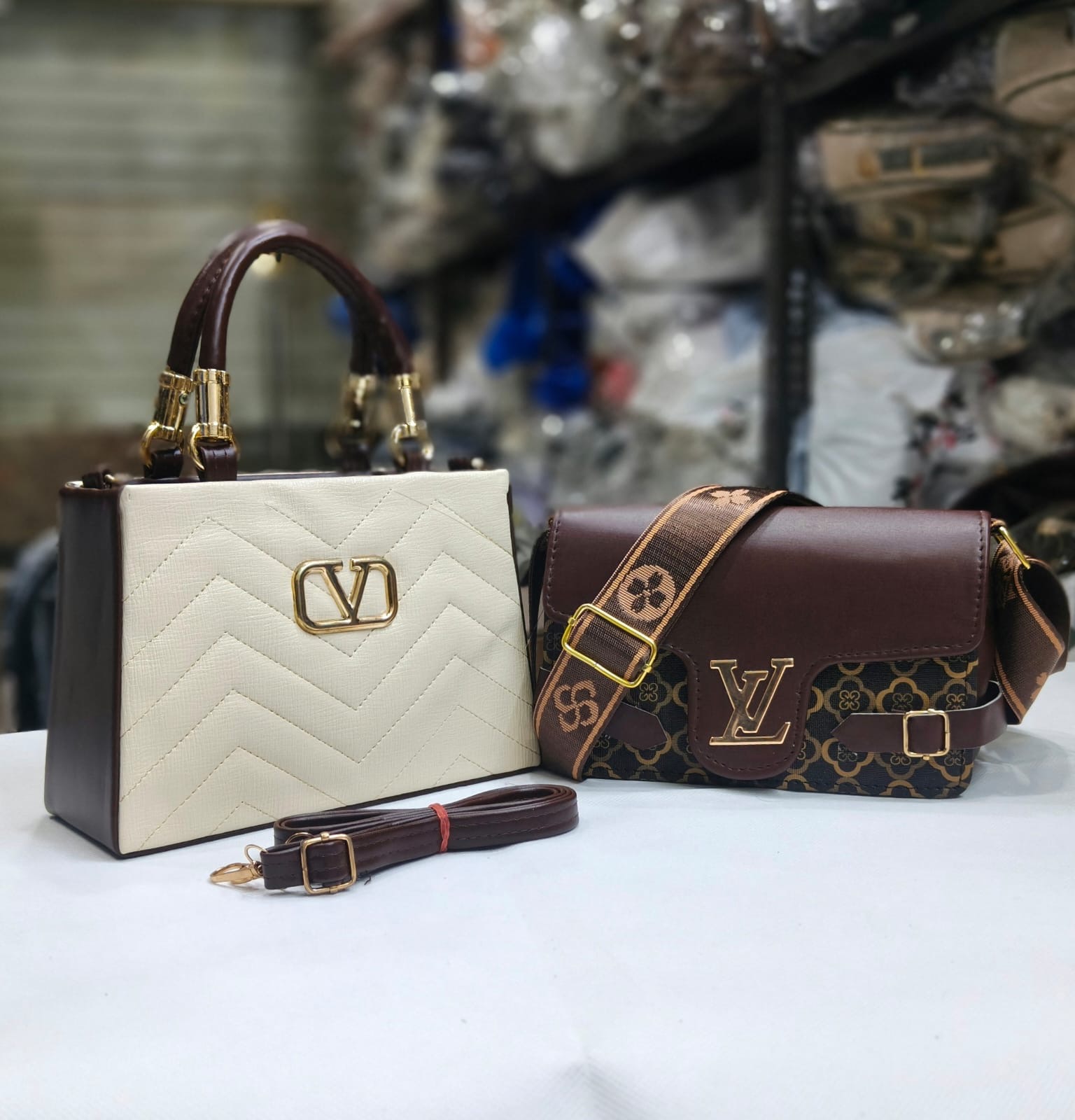 2 PCS COMBO SET*  *NEW ARRIVAL*  HANDY+SLING  ONE MAIN COMPARTMENT   LADY CROSSBODY SLING   *SIZE 8/6 ,9/6 INCH*