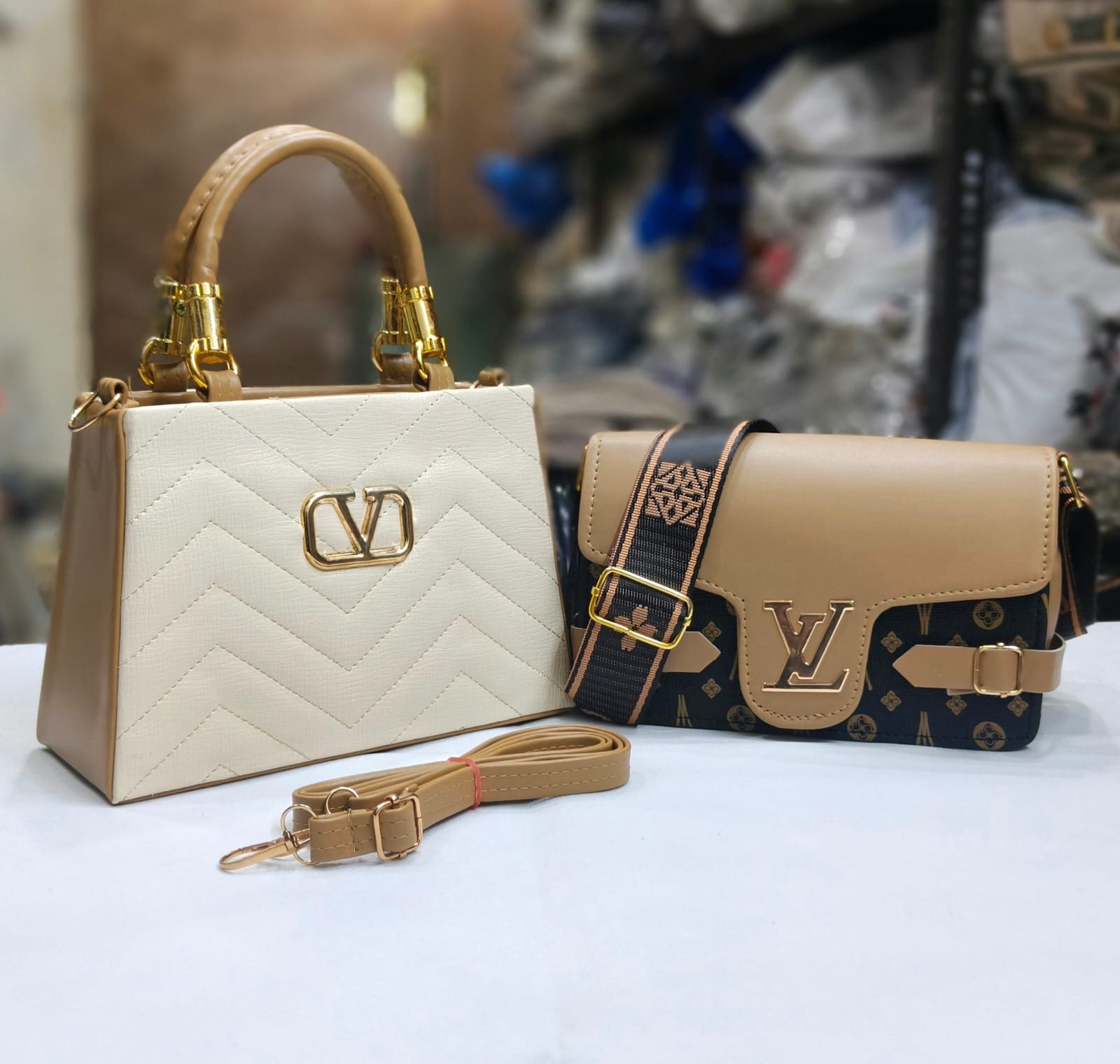 2 PCS COMBO SET*  *NEW ARRIVAL*  HANDY+SLING  ONE MAIN COMPARTMENT   LADY CROSSBODY SLING   *SIZE 8/6 ,9/6 INCH*