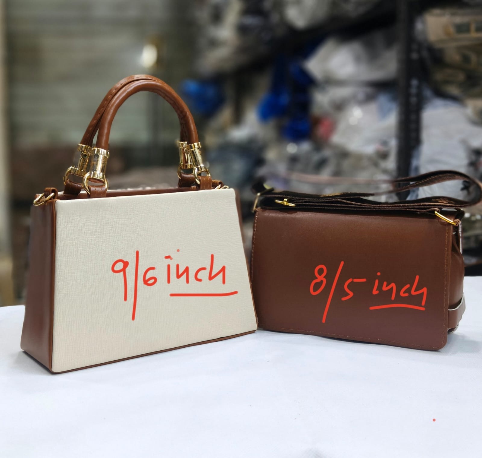 2 PCS COMBO SET*  *NEW ARRIVAL*  HANDY+SLING  ONE MAIN COMPARTMENT   LADY CROSSBODY SLING   *SIZE 8/6 ,9/6 INCH*