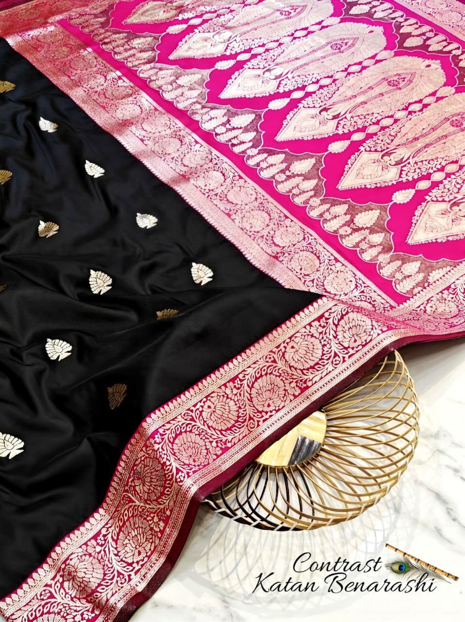 CONTRAST BRIDAL BEANARASI SAREE