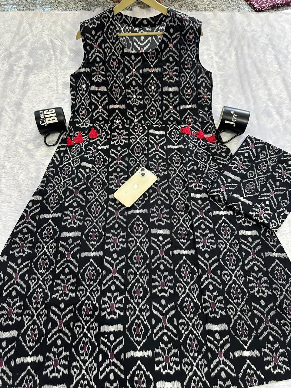 Pure fine Cotton fabric Hand Work Kurti