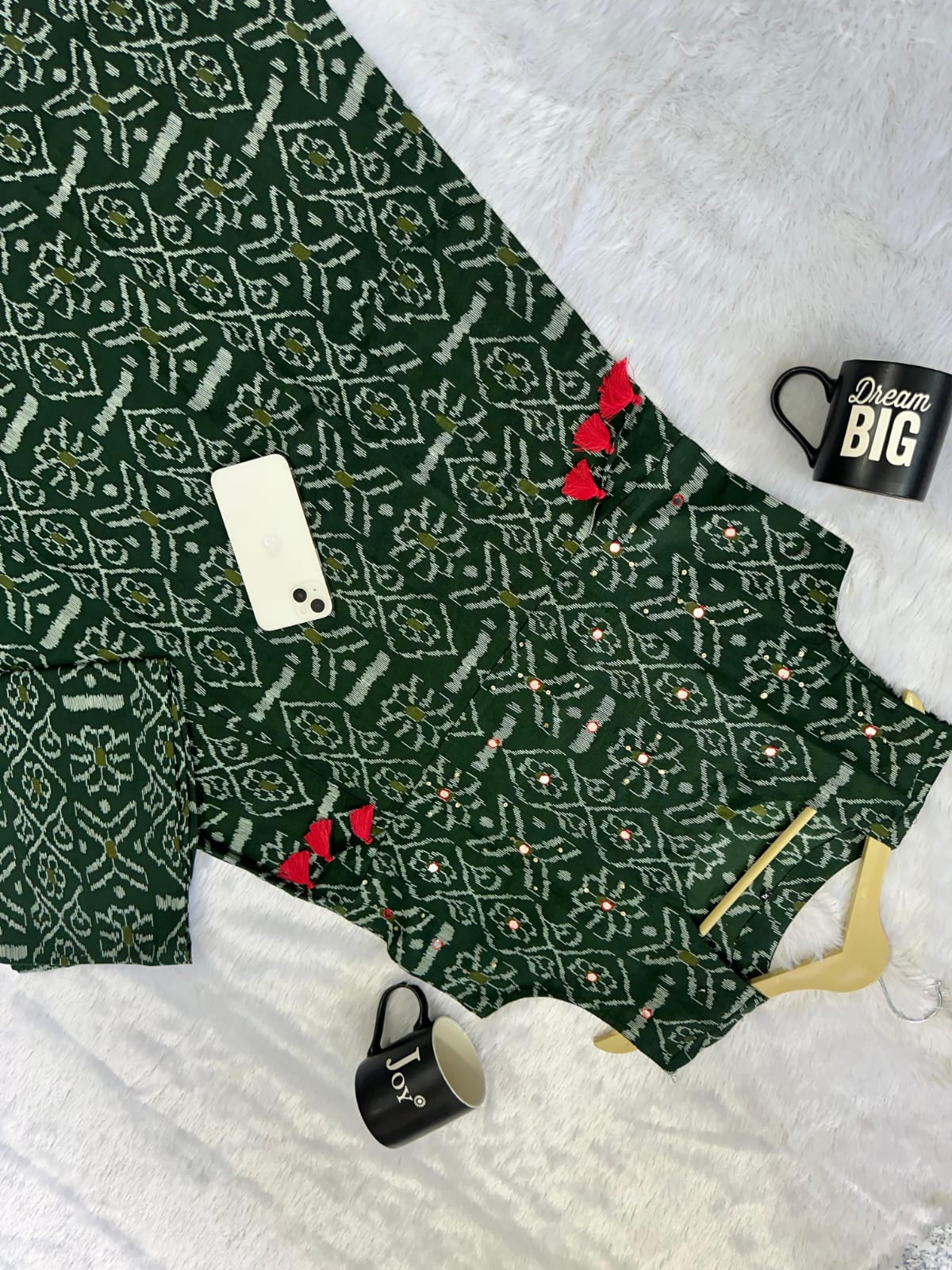 Pure fine Cotton fabric Hand Work Kurti