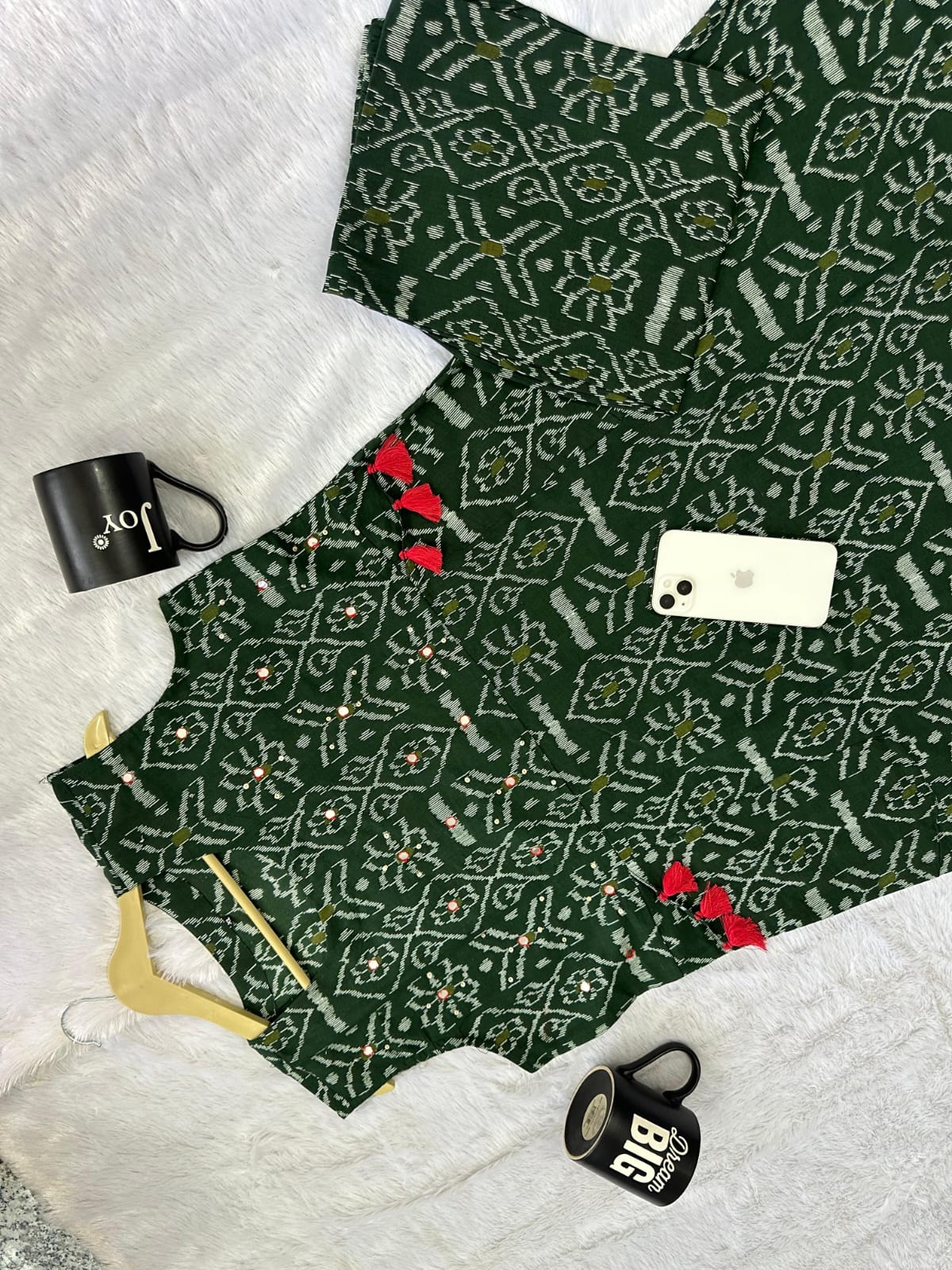Pure fine Cotton fabric Hand Work Kurti