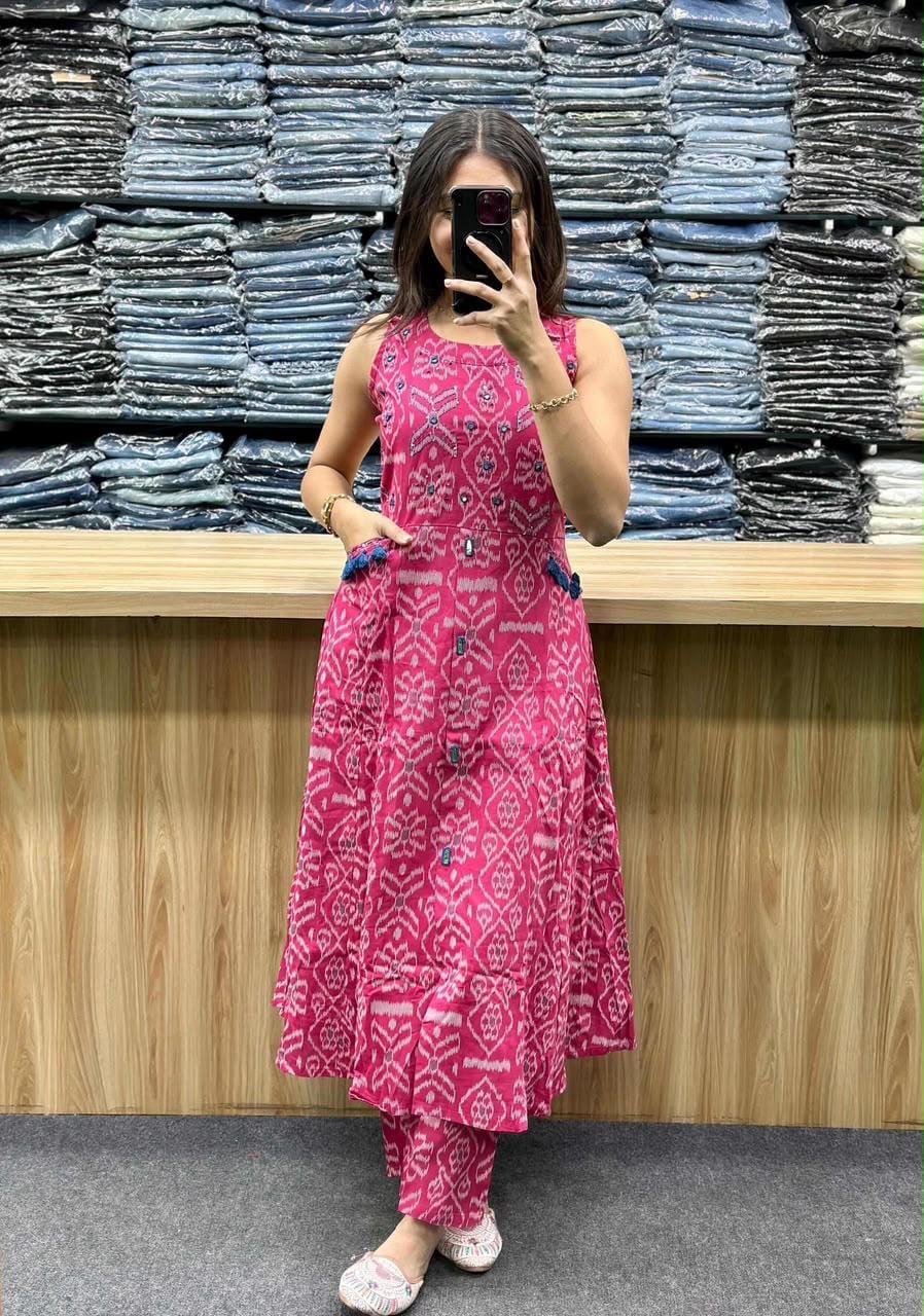 Pure fine Cotton fabric Hand Work Kurti