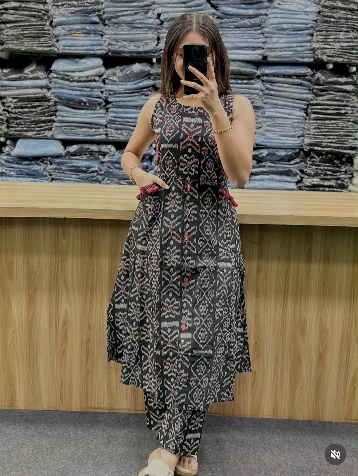 Pure fine Cotton fabric Hand Work Kurti
