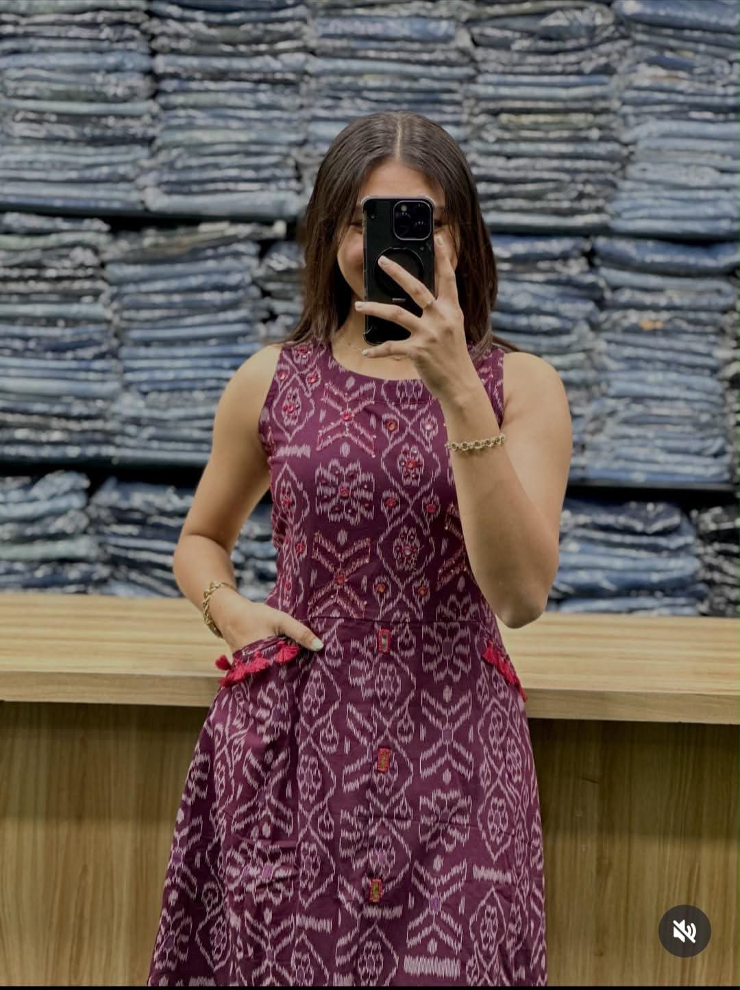 Pure fine Cotton fabric Hand Work Kurti