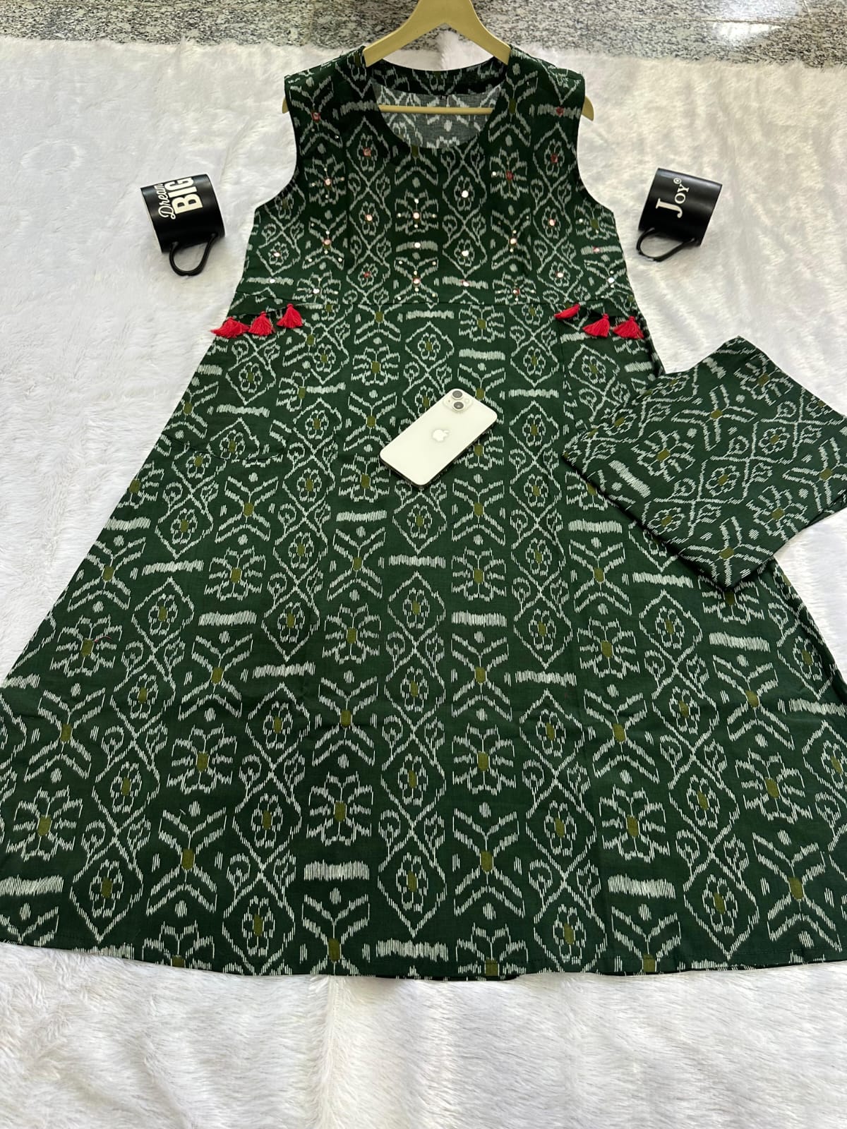 Pure fine Cotton fabric Hand Work Kurti