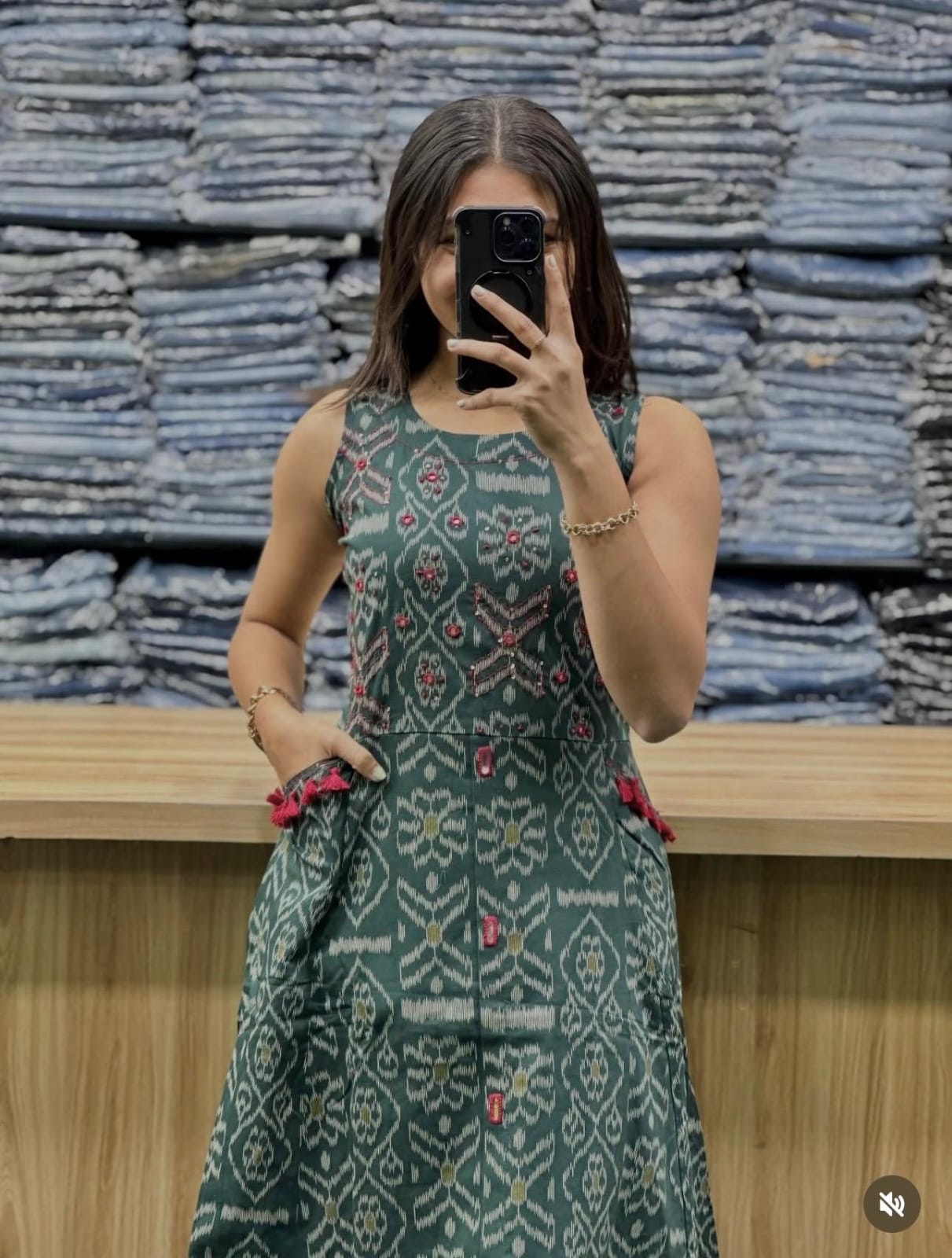 Pure fine Cotton fabric Hand Work Kurti