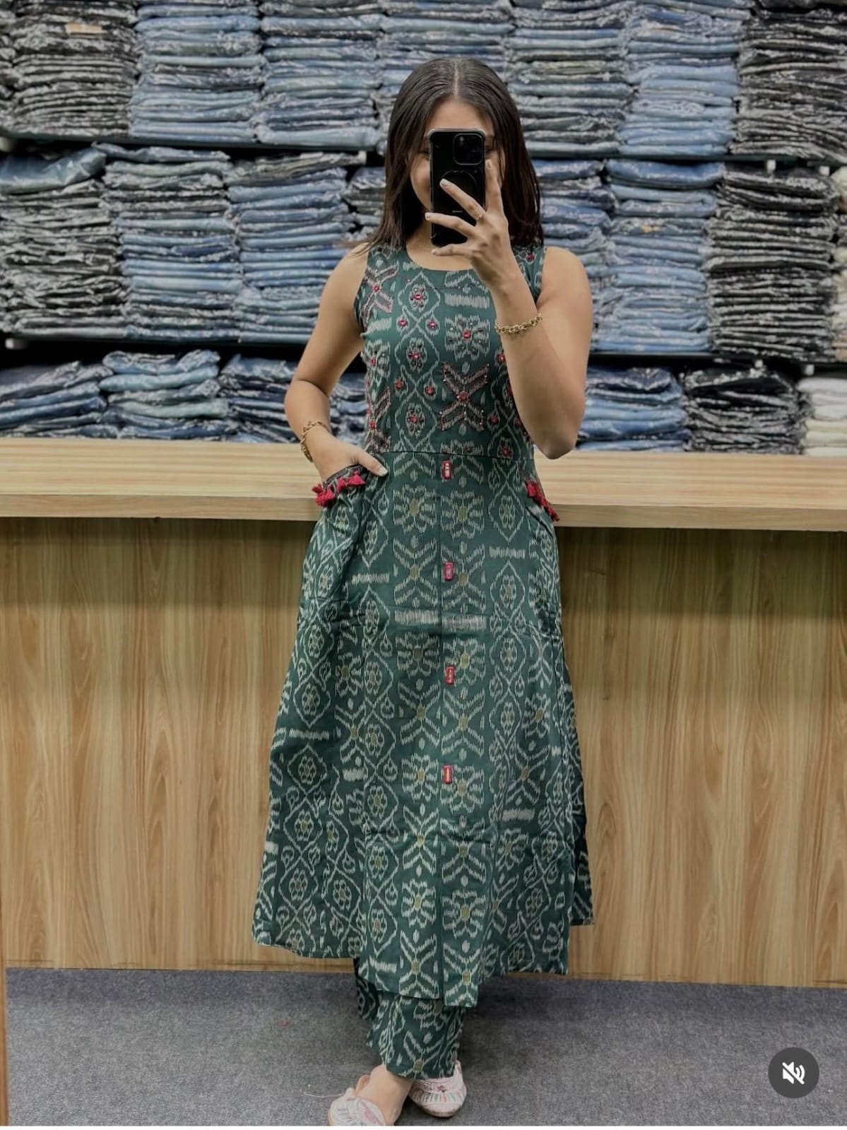 Pure fine Cotton fabric Hand Work Kurti
