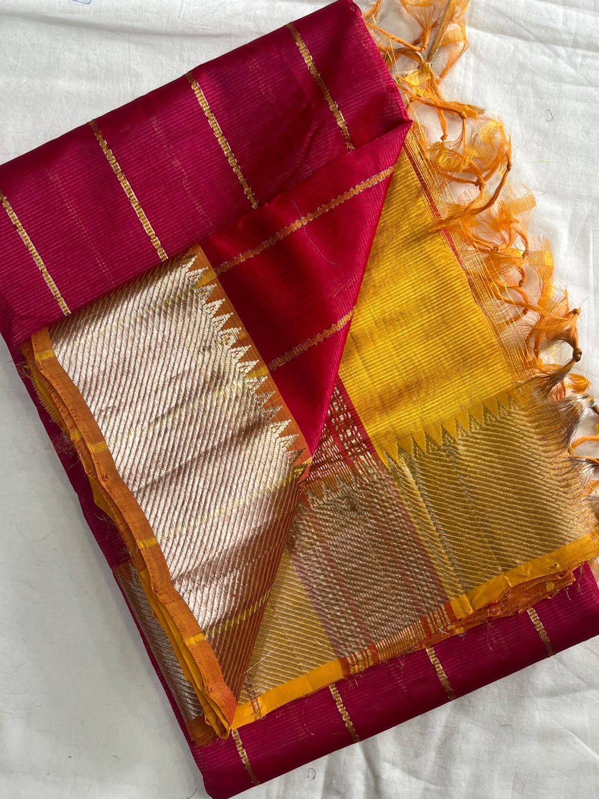 PURE MANGALGIRI SILK SAREES WITH MATCHING BLOUSE