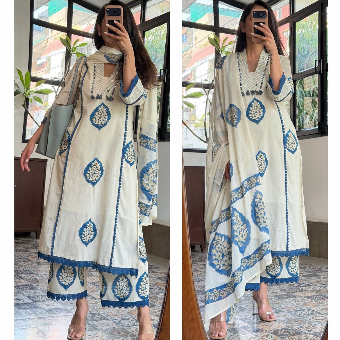 Jaipuri Print Kurta Pant Set with Dupatta 🌸