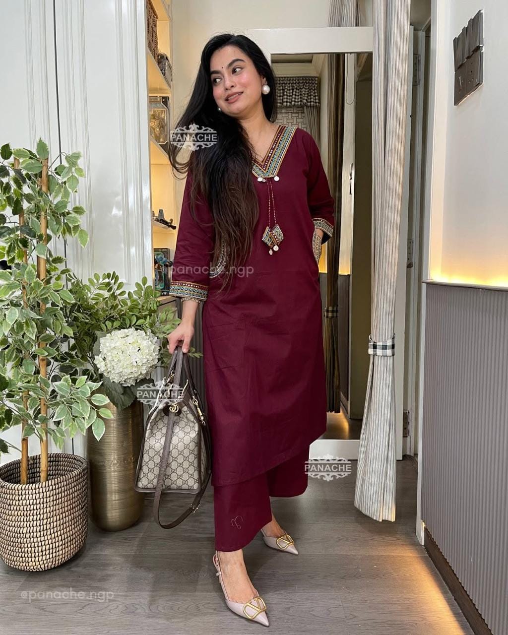 *Women's printed cotton kurta & pant set
