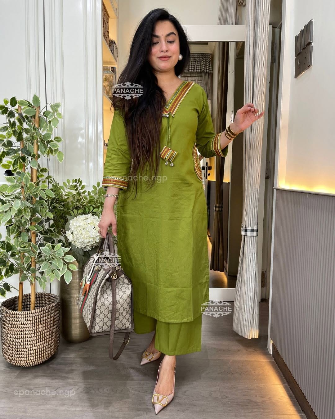 *Women's printed cotton kurta & pant set