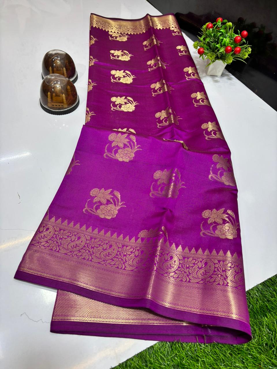 SOFT SEMI KATAN SILK WITH GOLDEN ZARI