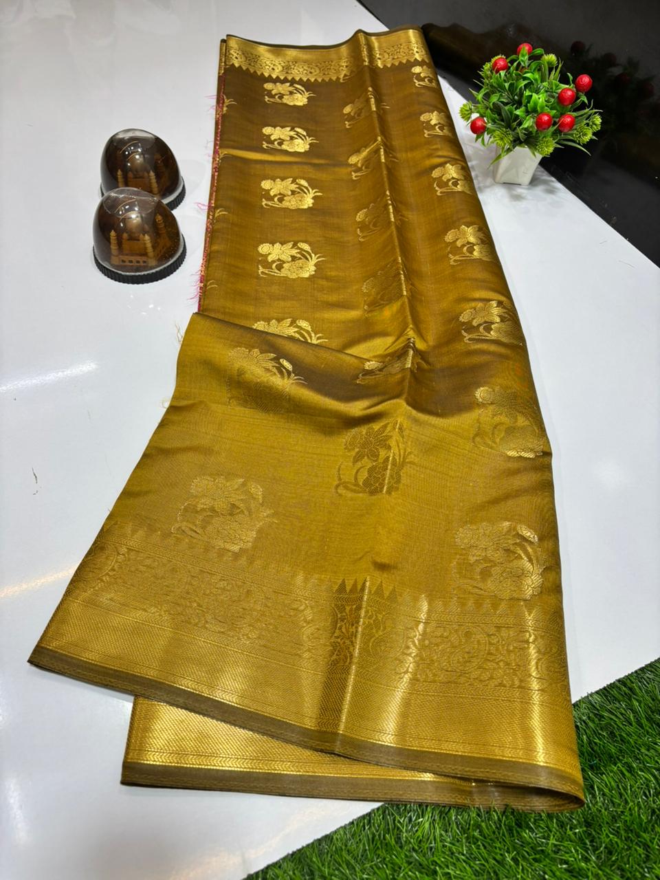 SOFT SEMI KATAN SILK WITH GOLDEN ZARI