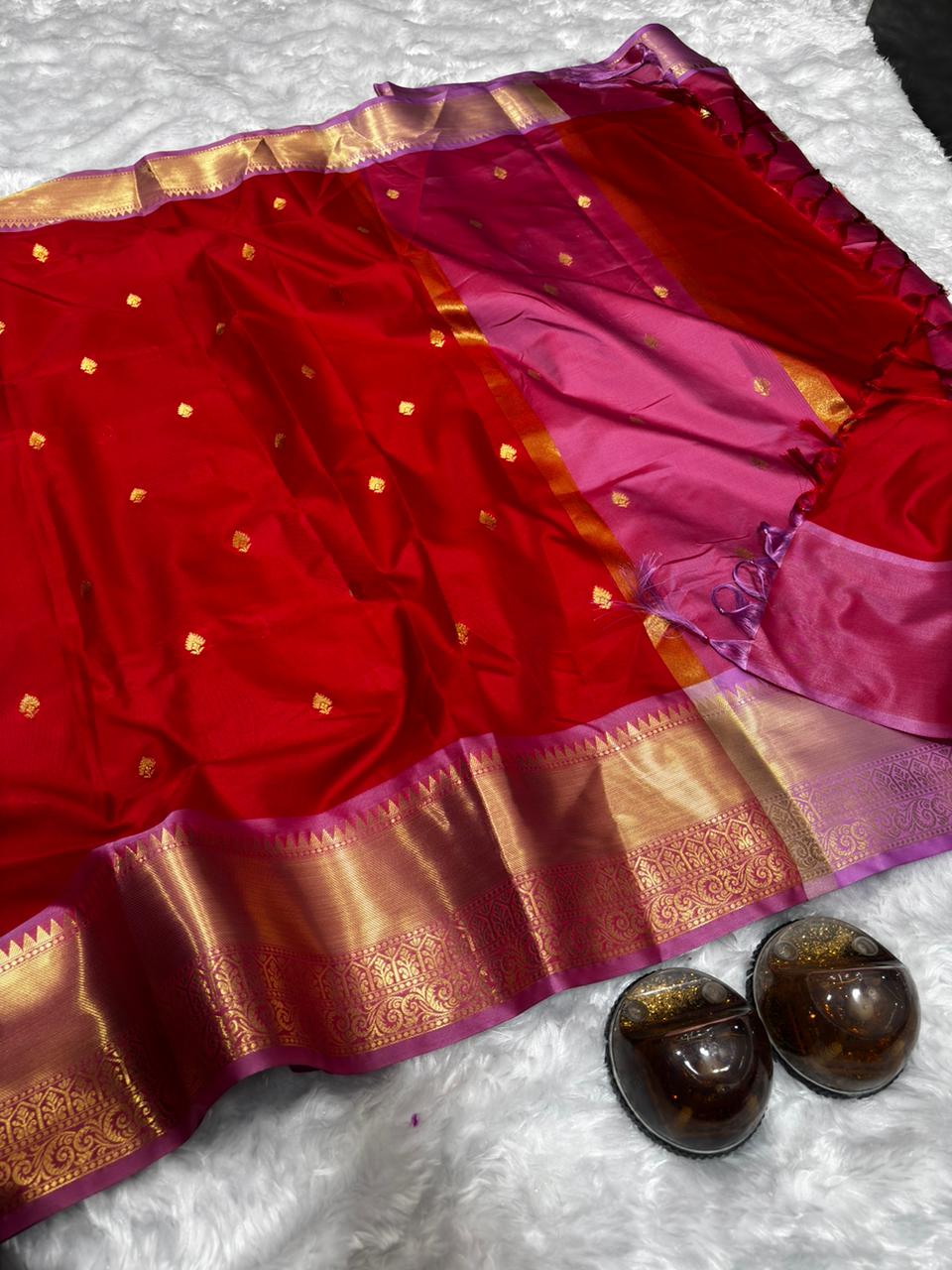 PREMIUM SEMI KATAN SILK SAREE WITH GOLDEN ZARI
