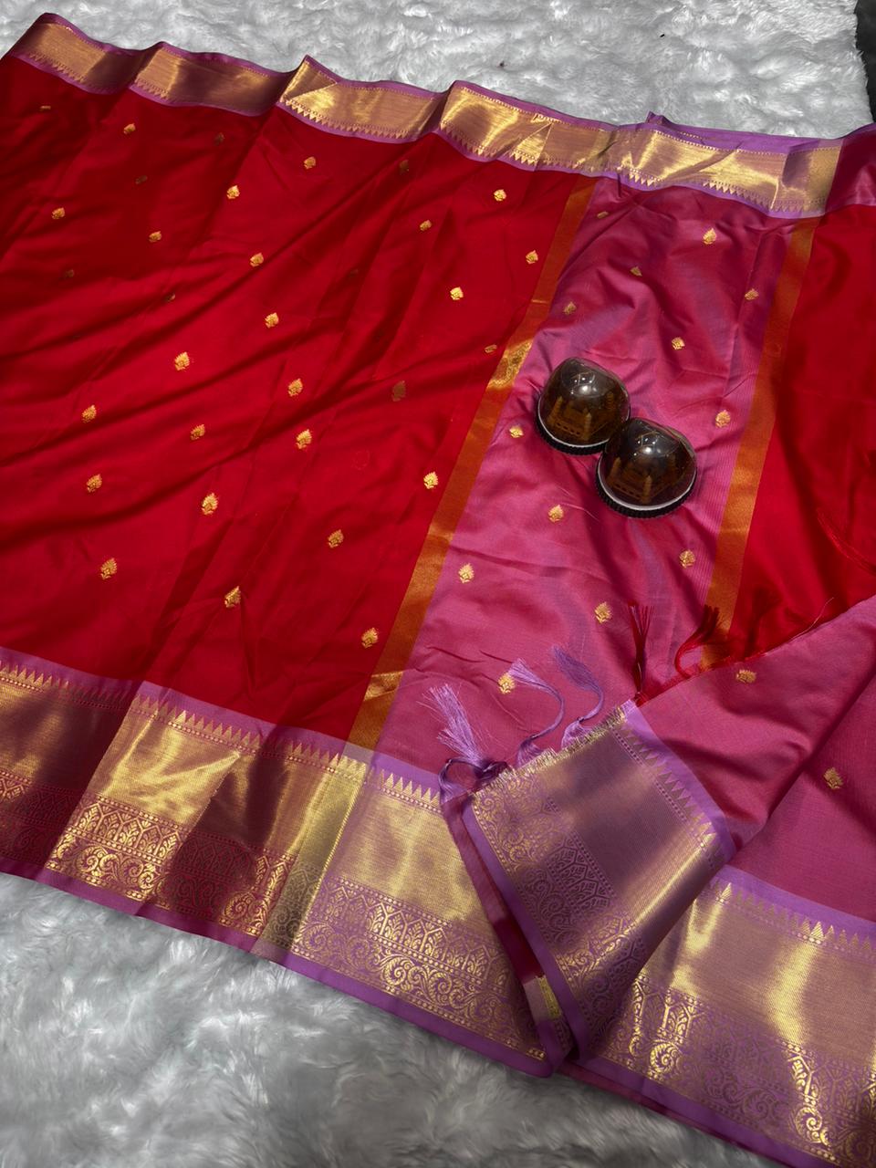 PREMIUM SEMI KATAN SILK SAREE WITH GOLDEN ZARI