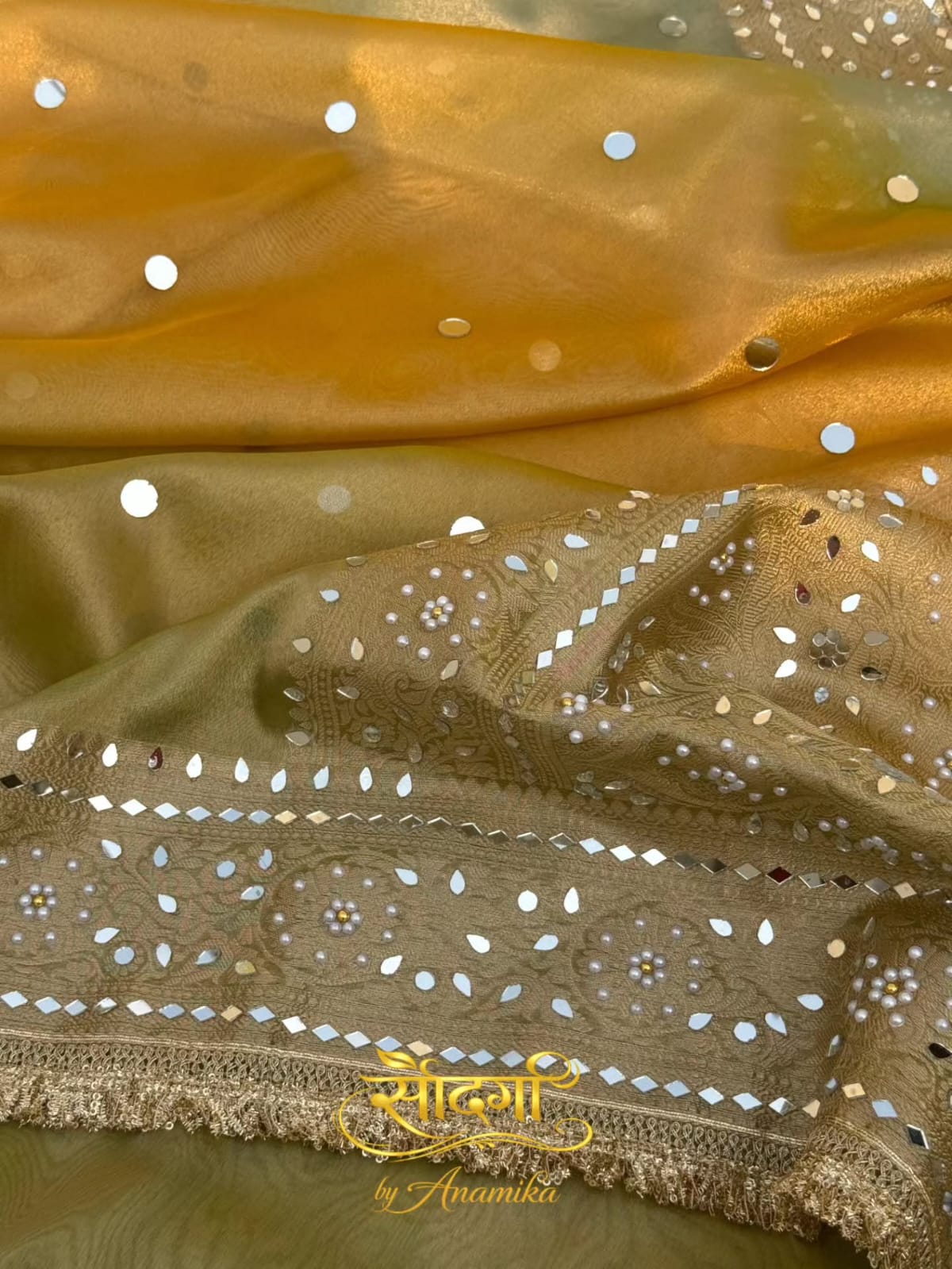 BANARASI TISSUE SILK WITH MIRROR AND LACE WORK