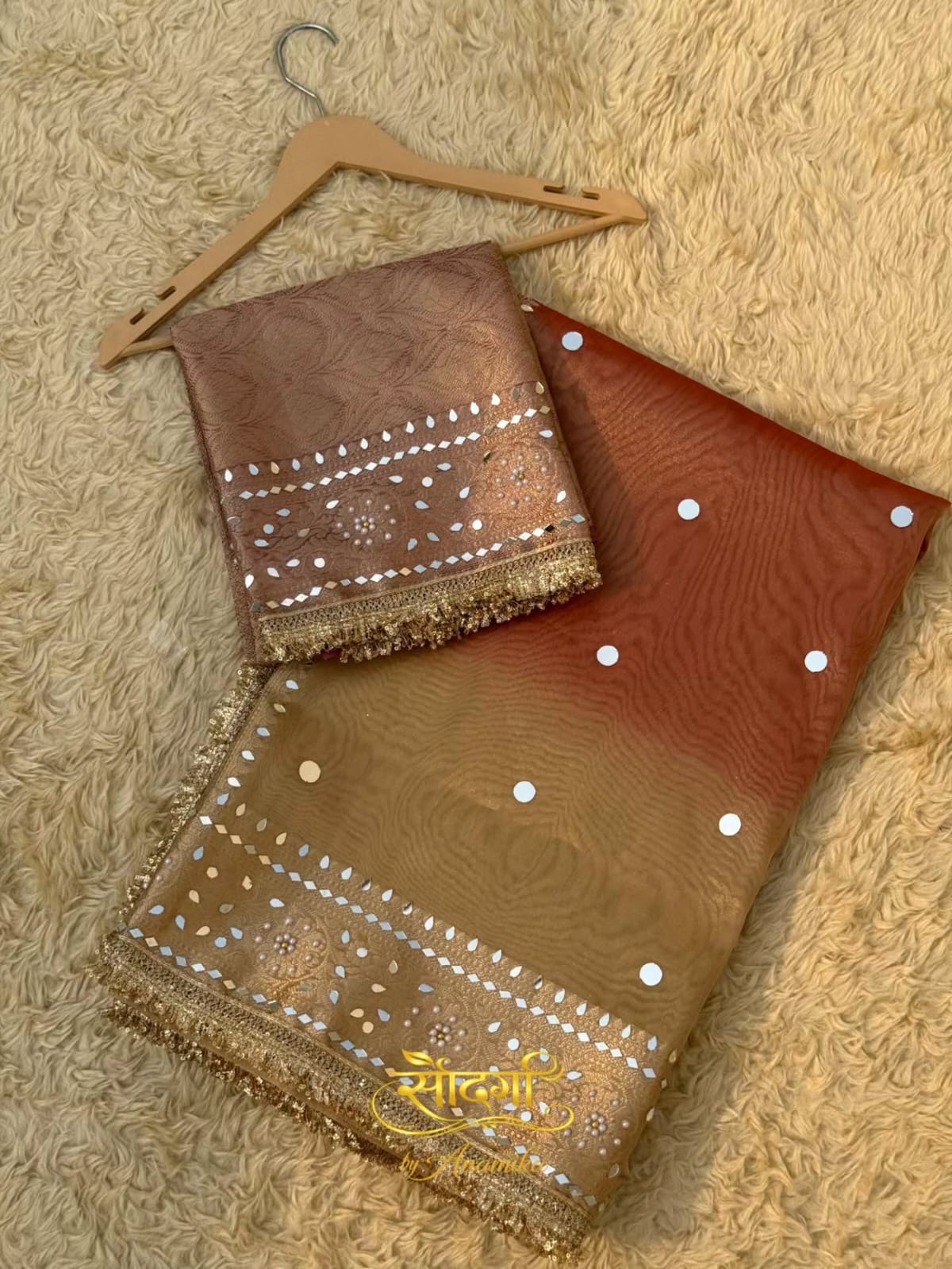 BANARASI TISSUE SILK WITH MIRROR AND LACE WORK