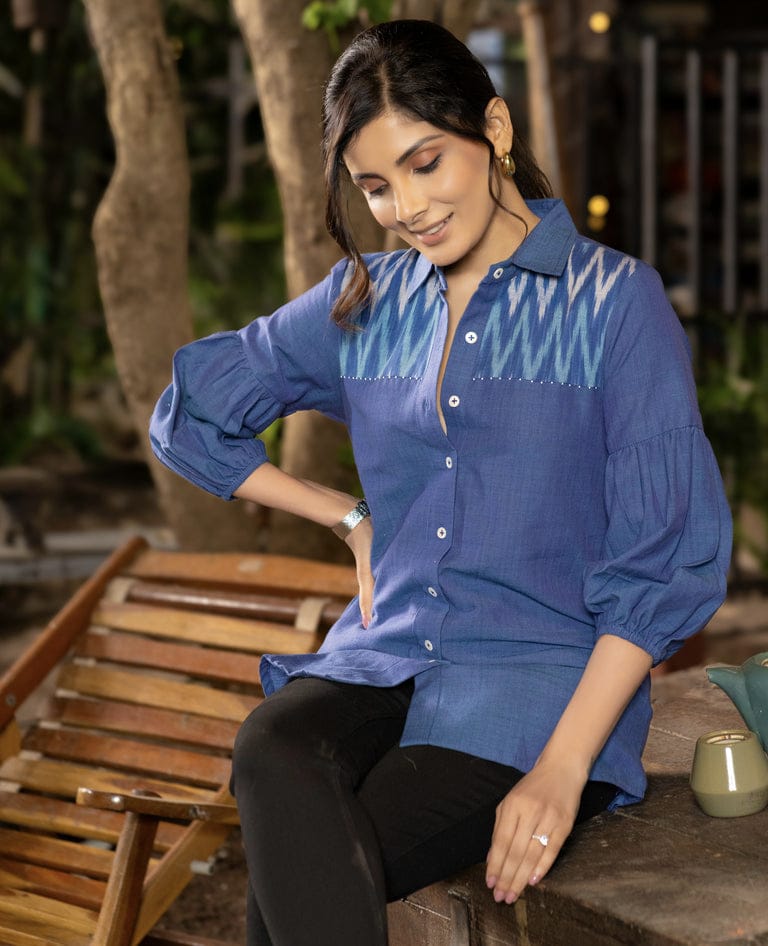 Premium Double Weaving Khadi Ikkat Shirt