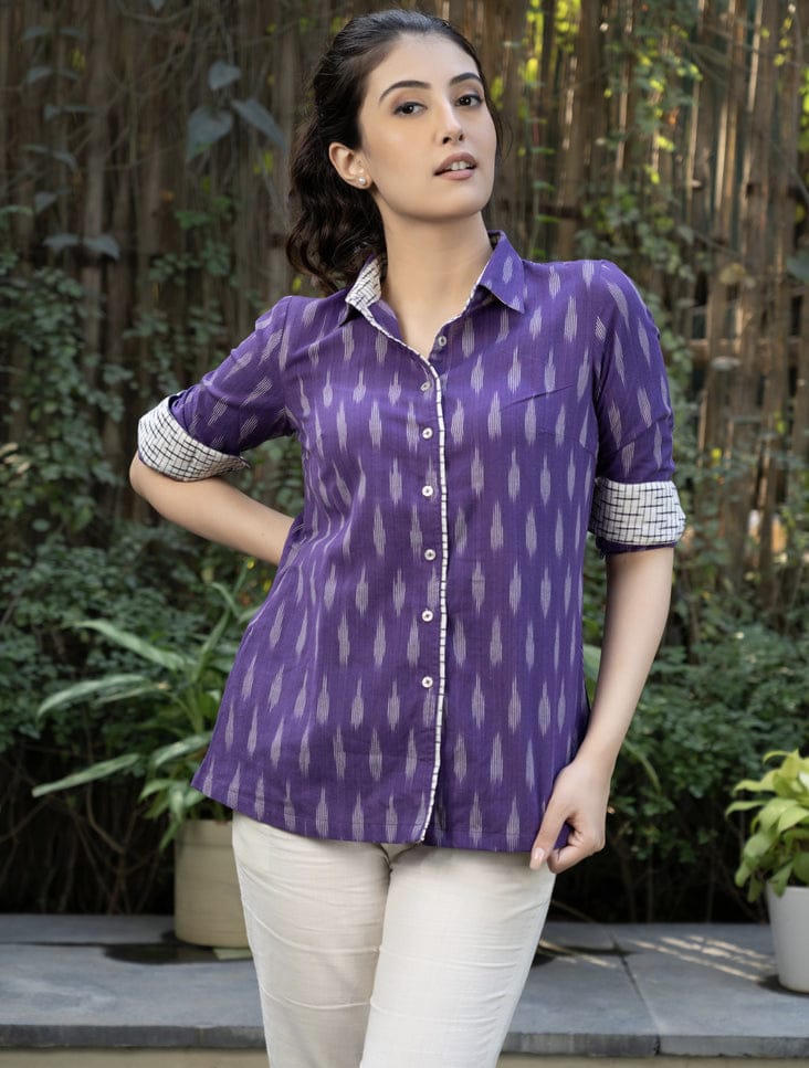 Premium Double Weaving Khadi Ikkat Shirt
