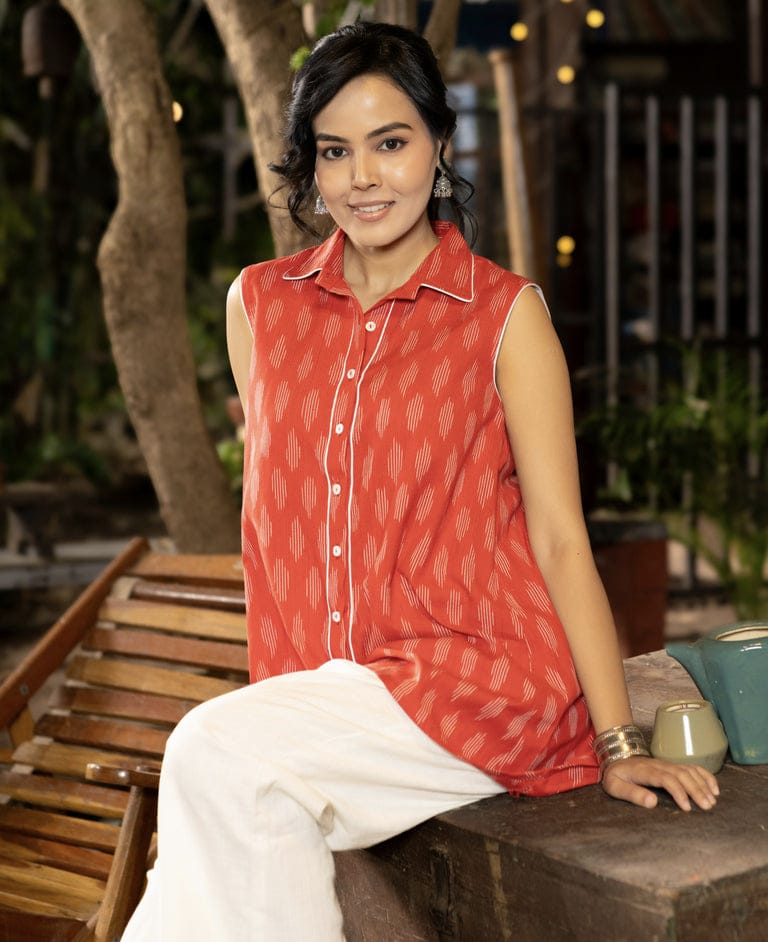 Premium Double Weaving Khadi Ikkat Shirt