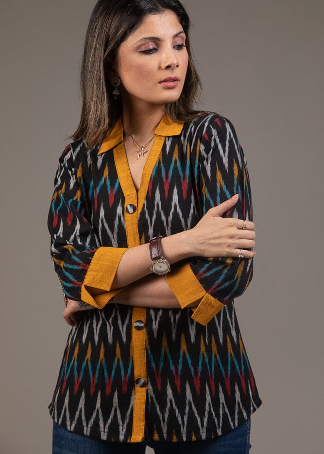 Premium Double Weaving Khadi Ikkat Shirt