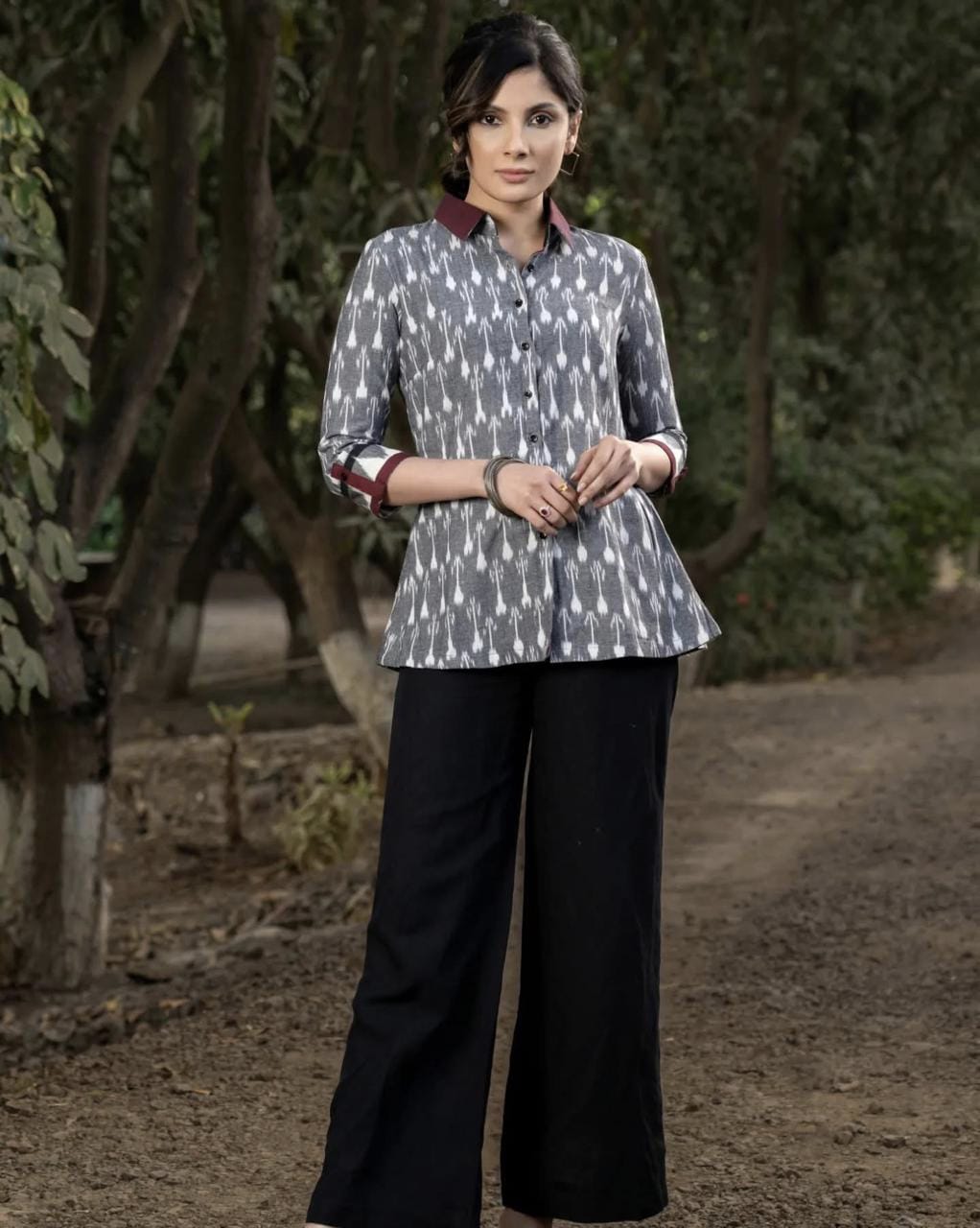 Premium Double Weaving Khadi Ikkat Shirt