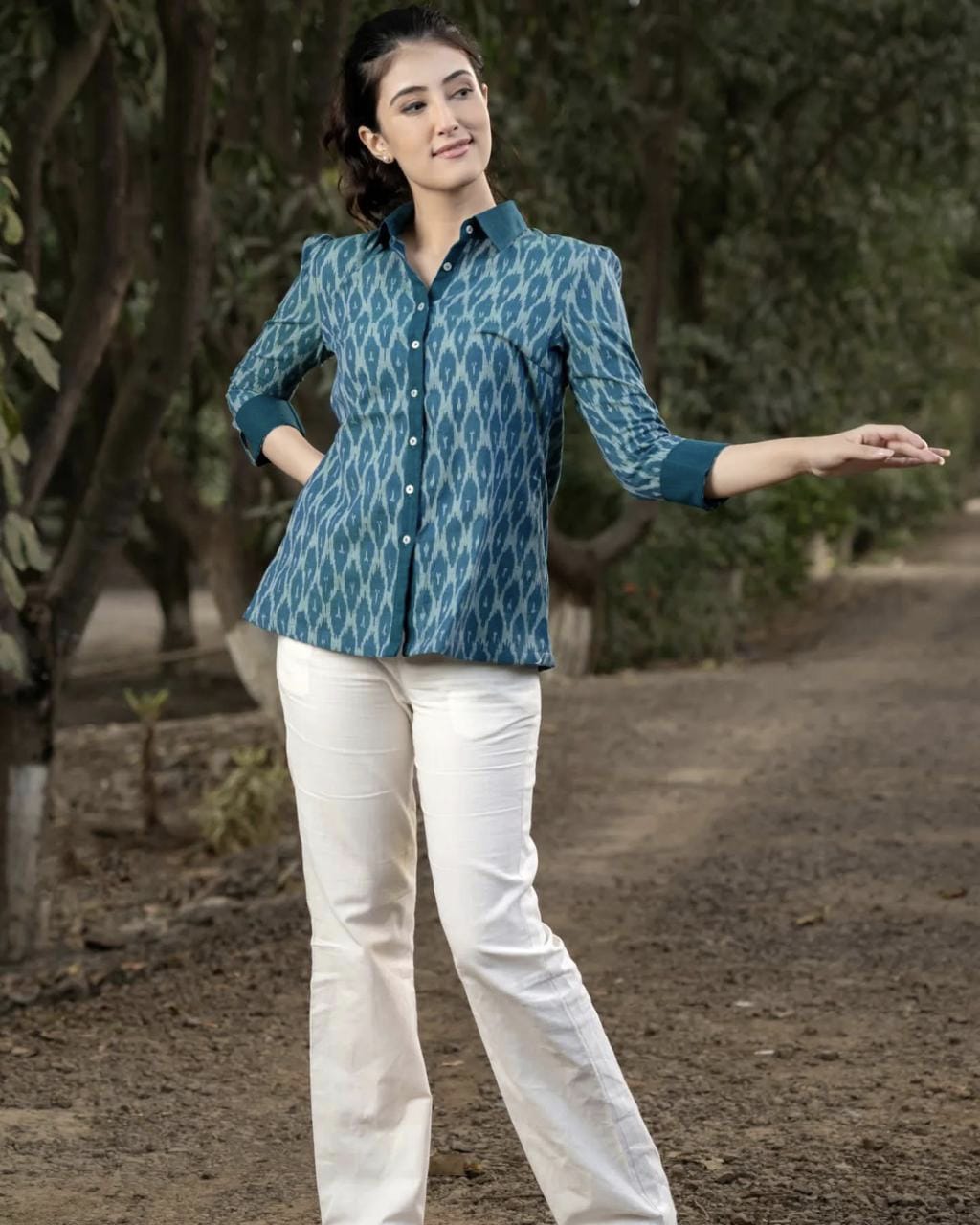Premium Double Weaving Khadi Ikkat Shirt