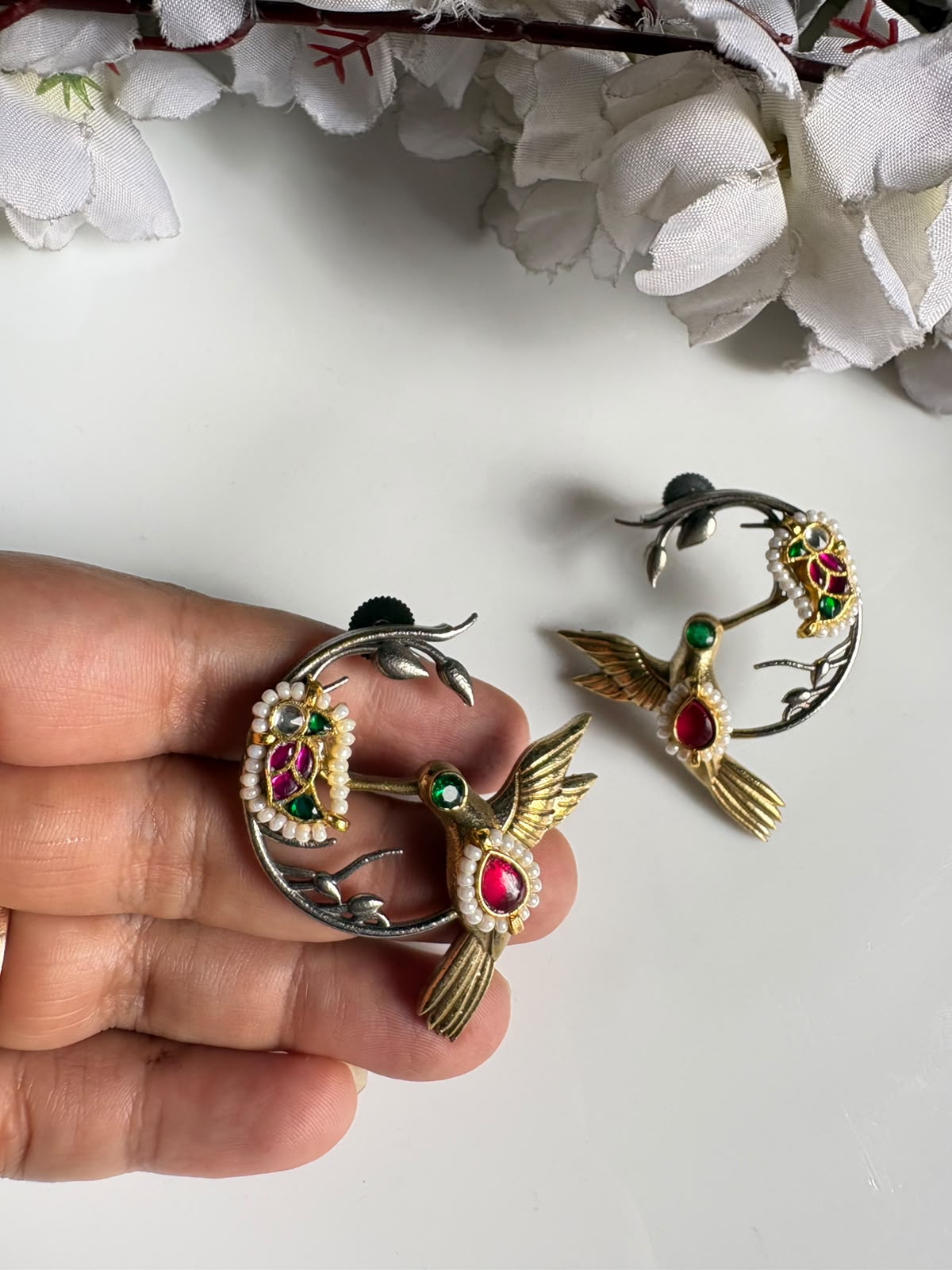 KUNDAL DUAL-TONE BIRD EARRING